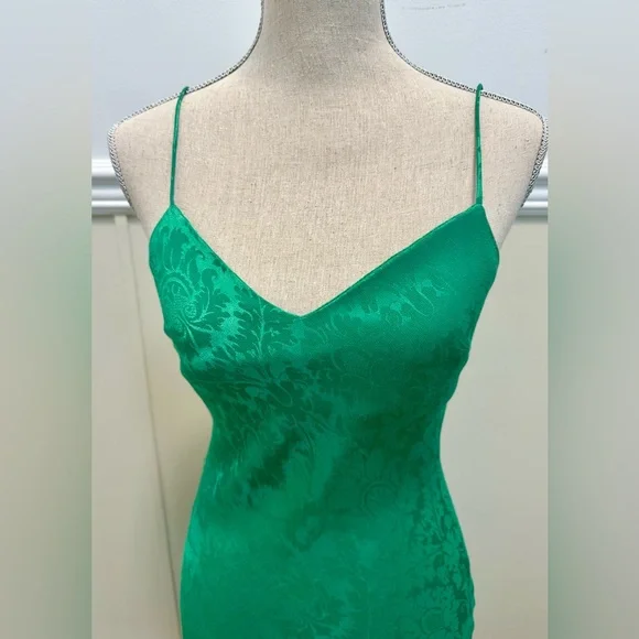 Rubber Ducky Emerald Green Dress Sleeveless Midi S Floral Pattern Elegant Sexy - Picture 5 of 12